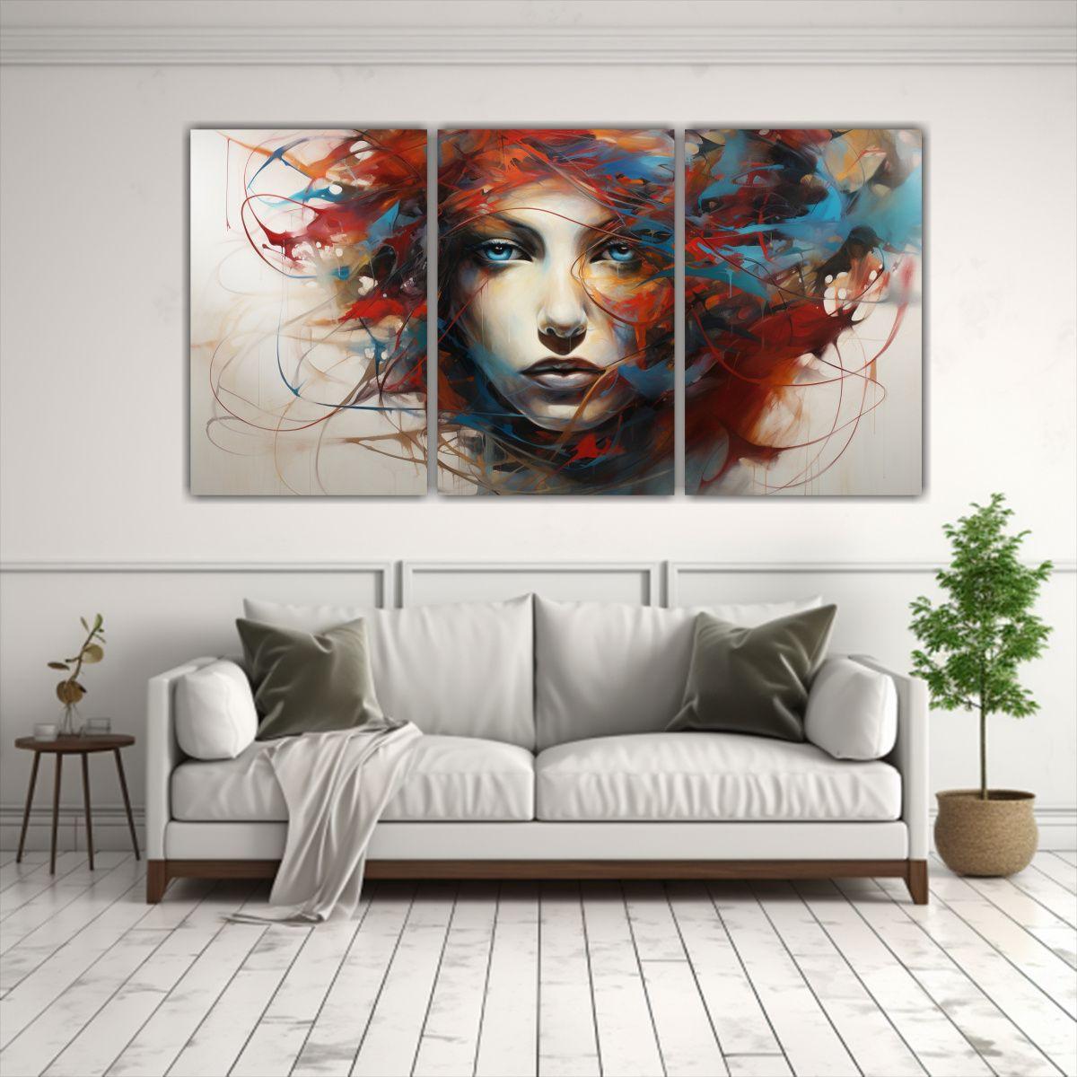 Tres Lienzos De Tela Moderno Para Sala Pintura 60x30 Cm-2