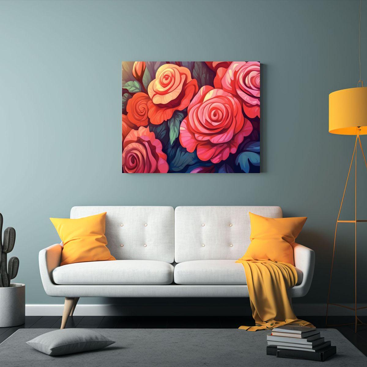 Pinturas Decorativas Con Fondo Floral Estilo Arte En Lienzo  50x40cm-2