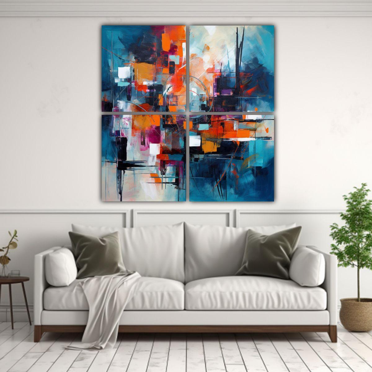 Cuadriptico Arte De Alta Calidad Sumérgete En Un 140x140 Cm-2