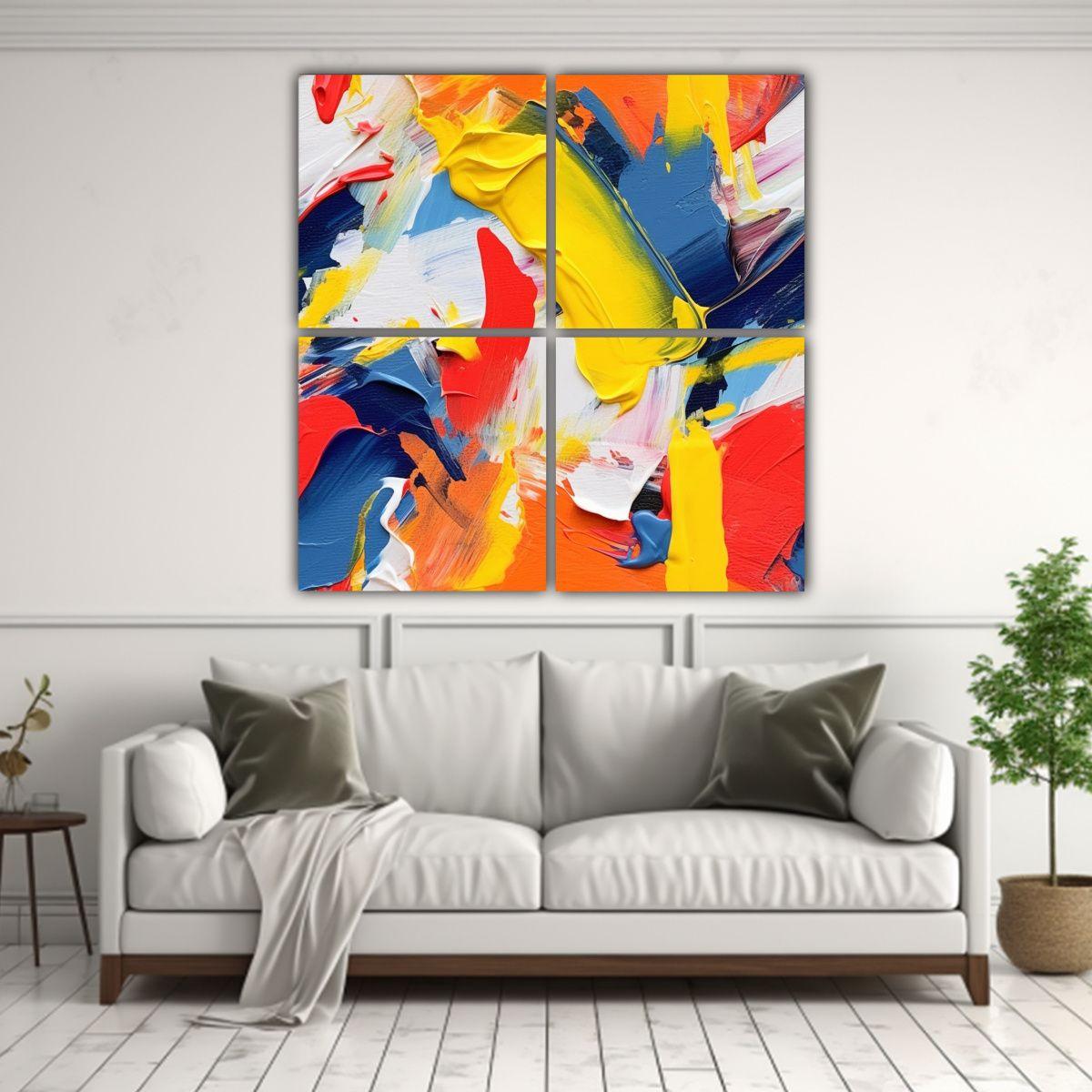 Cuatro Artes De Pared Modernos Belleza Pintura 120x120 Cm-2