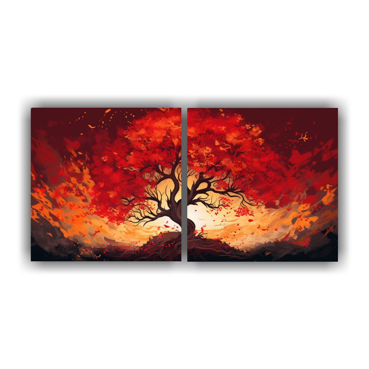 Pintura Decorativa Intensa De Un árbol De Roble 60x30 Cm-0