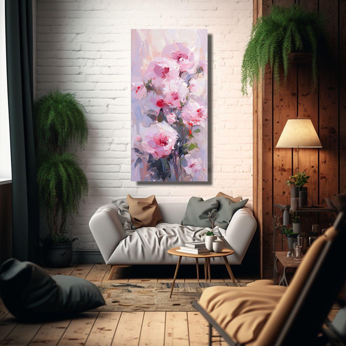 Cuadro De Flores En Lienzo Inspirador En Colores 30x60cm-2
