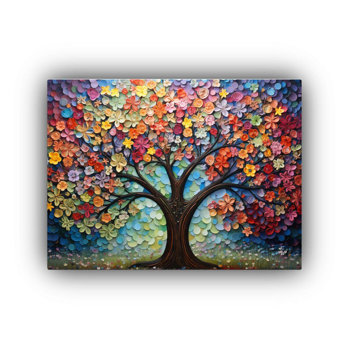 Pintura Sobre Lienzo: Escenario Decorativo Con Flores De Til 60x40cm-0