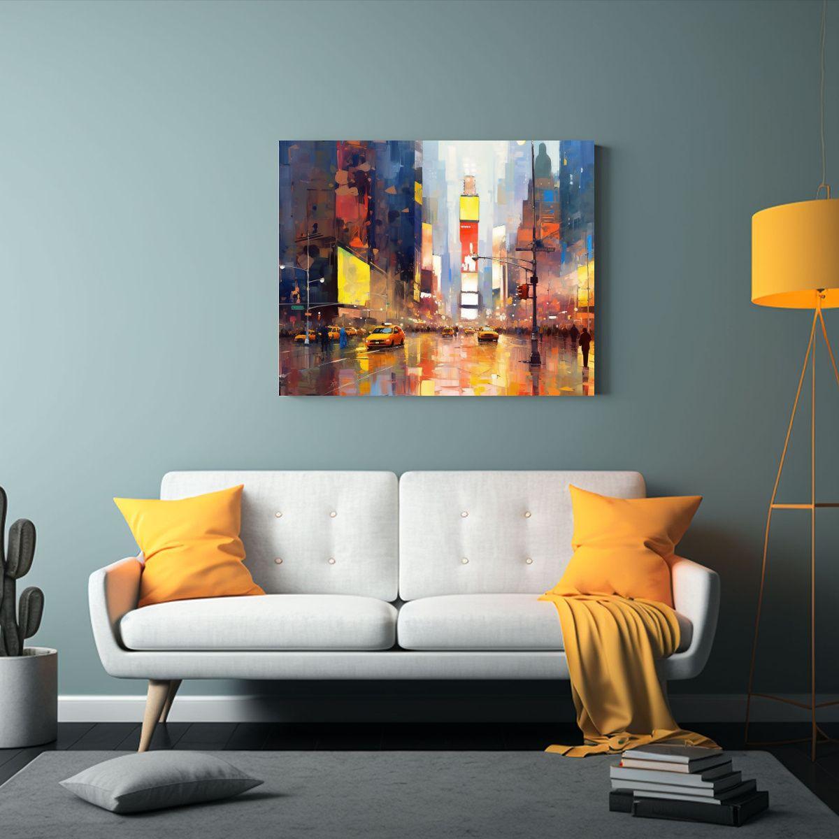 Pintura Lienzo Textura Estilo Cruz Procesado Ciudad. 45x30cm-2