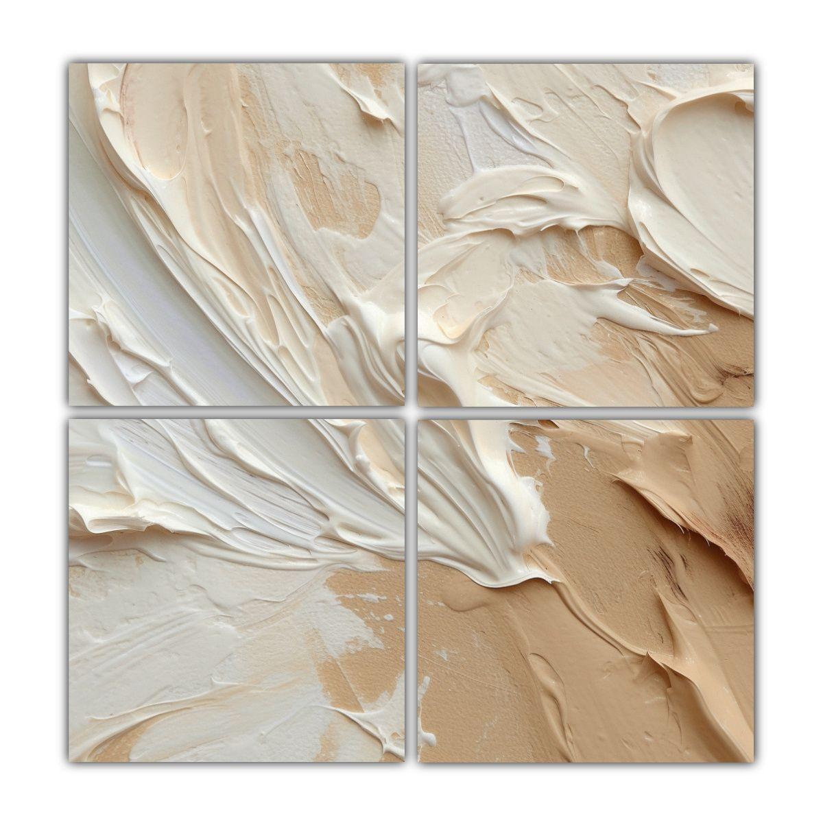 Pintura Textura Blanco Beige Alta Definición, 100x100 Cm-0
