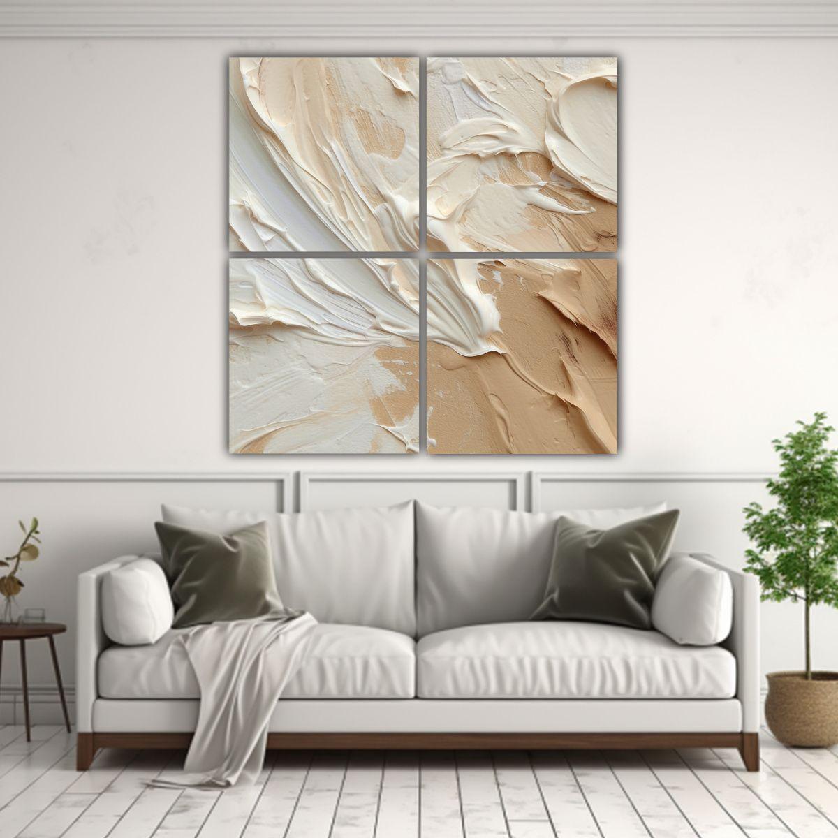 Pintura Textura Blanco Beige Alta Definición, 100x100 Cm-2