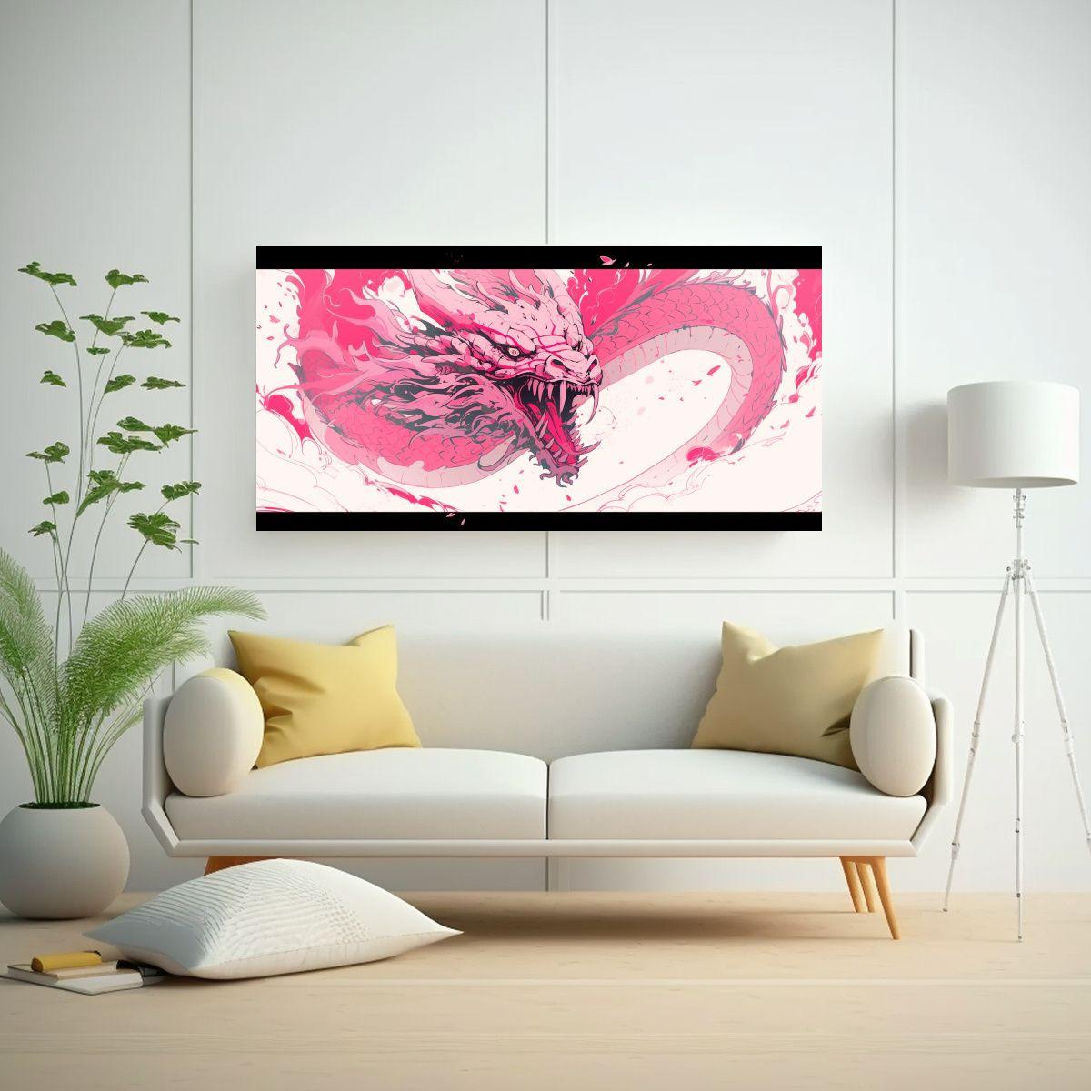 Cuadro Imagen Naturaleza: Dragón Rosa En Ambiente 80x40cm-2