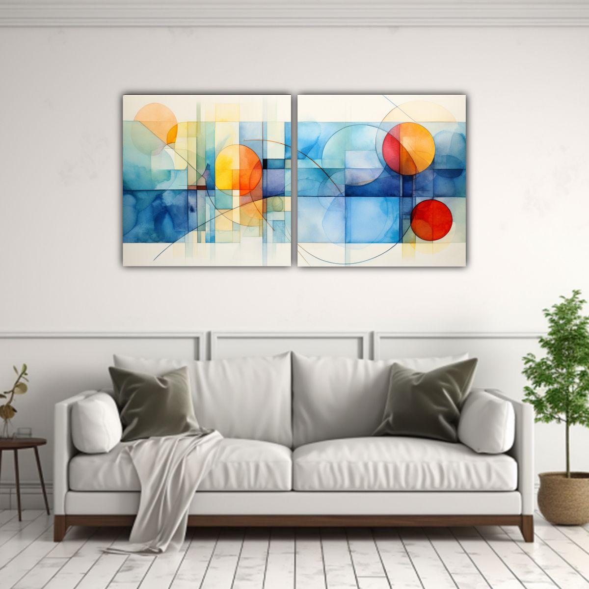 Conjunto 2 Lienzos Tela Vintage Vida Abstracta 60x30 Cm-2