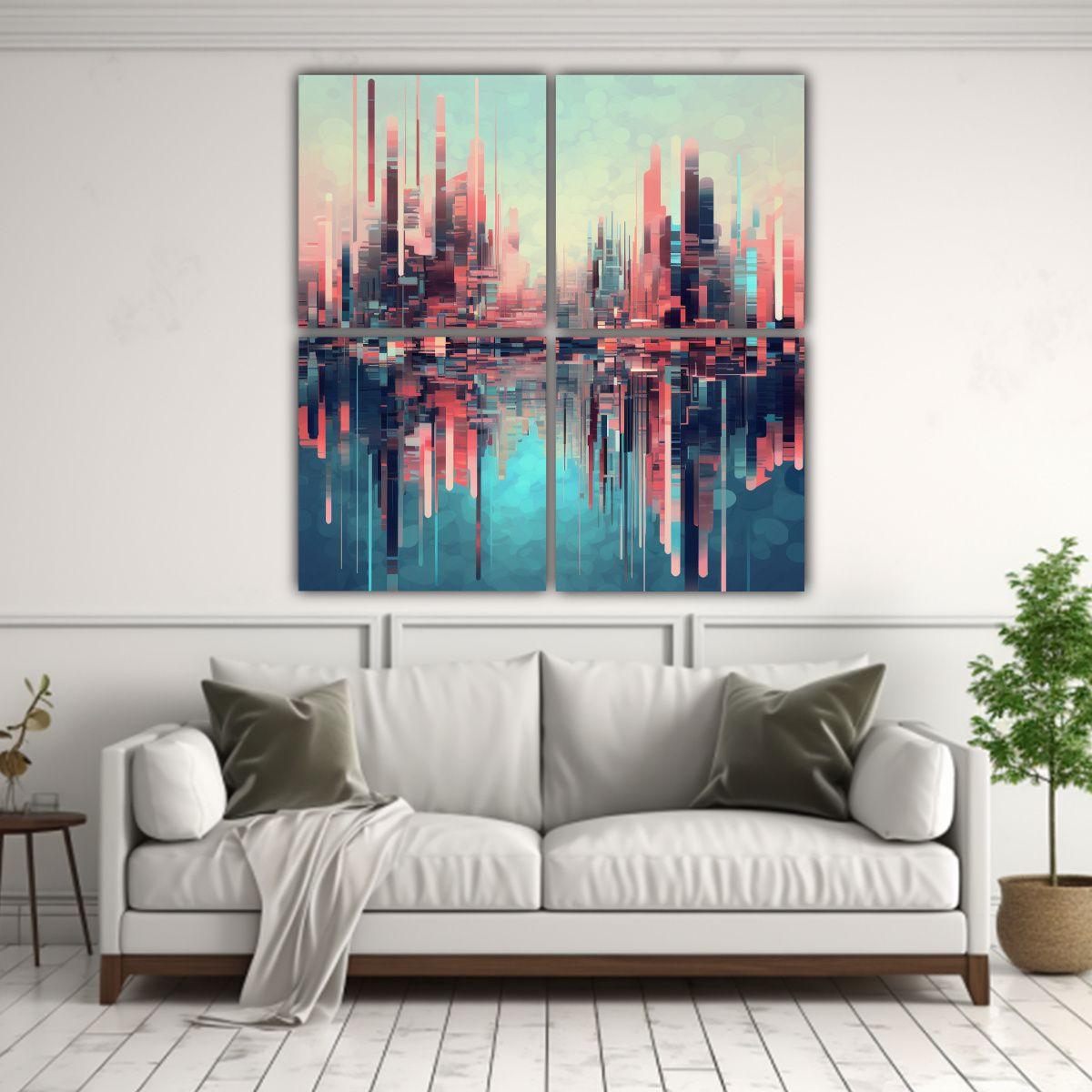 Cuatro Artes De Pared Luminosidad Geométrica 60x60 Cm-2
