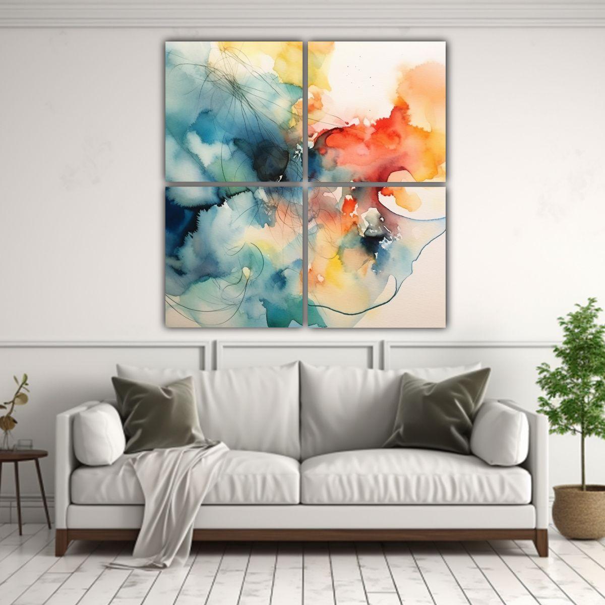 Pintura Abstracta Acuarela: Visión Espectacular 140x140 Cm-2