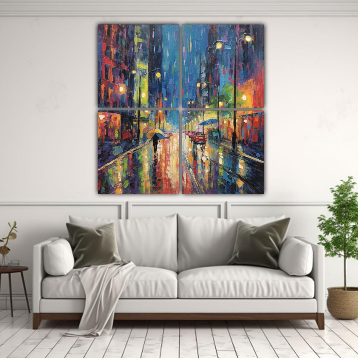 Cuadro Abstracción Armonía Colores Vibrantes 120x120 Cm-2