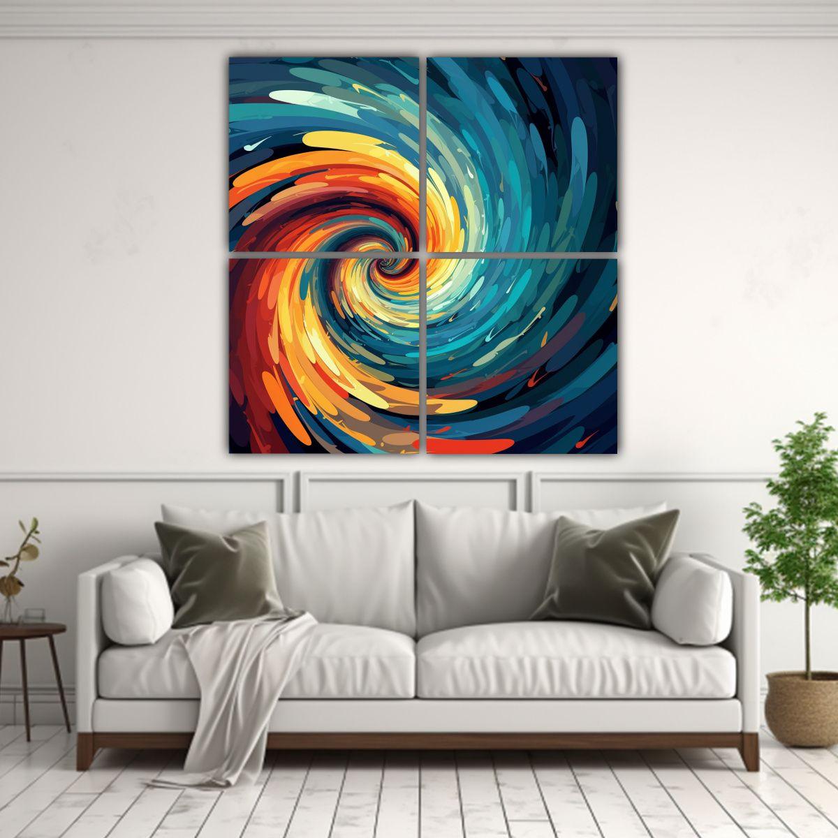 4 Lienzos Fotografía Detalle Espiral Arte 160x160 Cm-2
