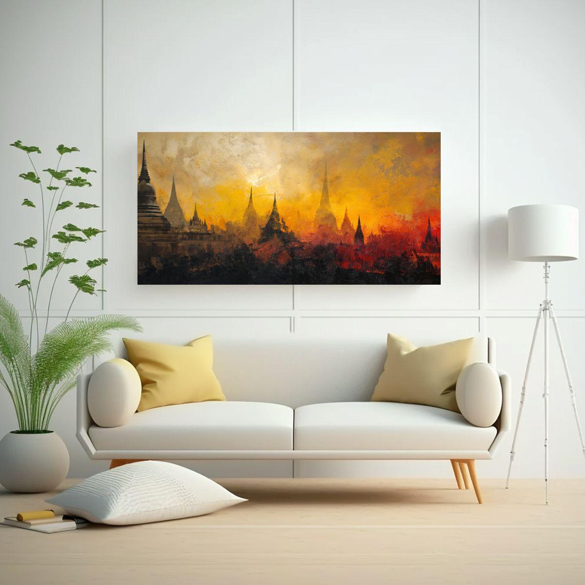 Pintura Abstracta Bastidor Comedor Estilo 140x70cm-2