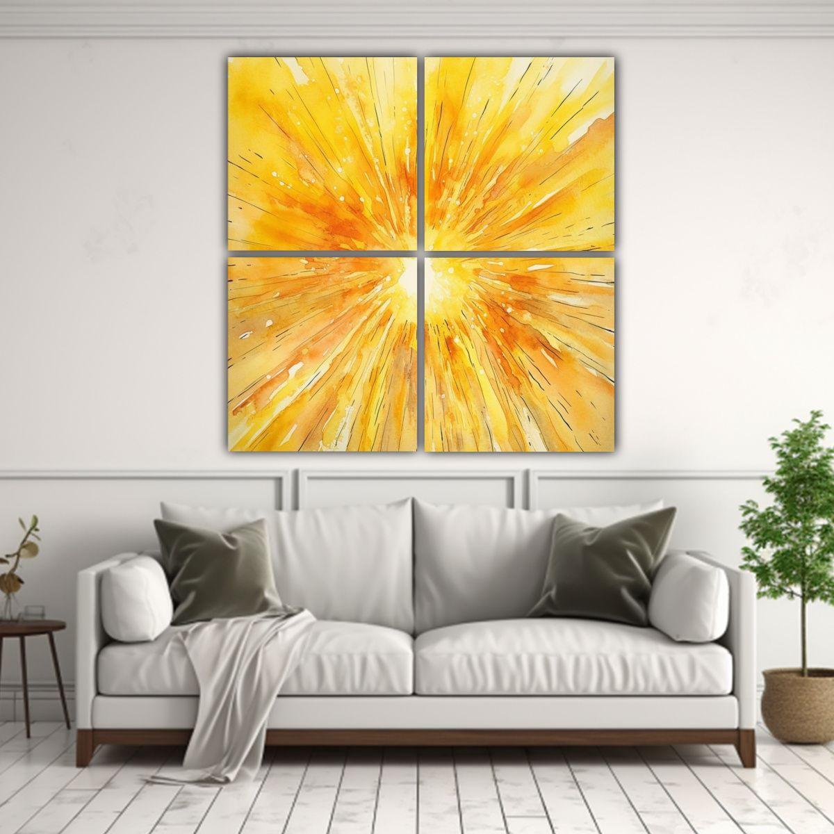 Pintura Decorativa Abstracta Amarilla Estilo 160x160 Cm-2