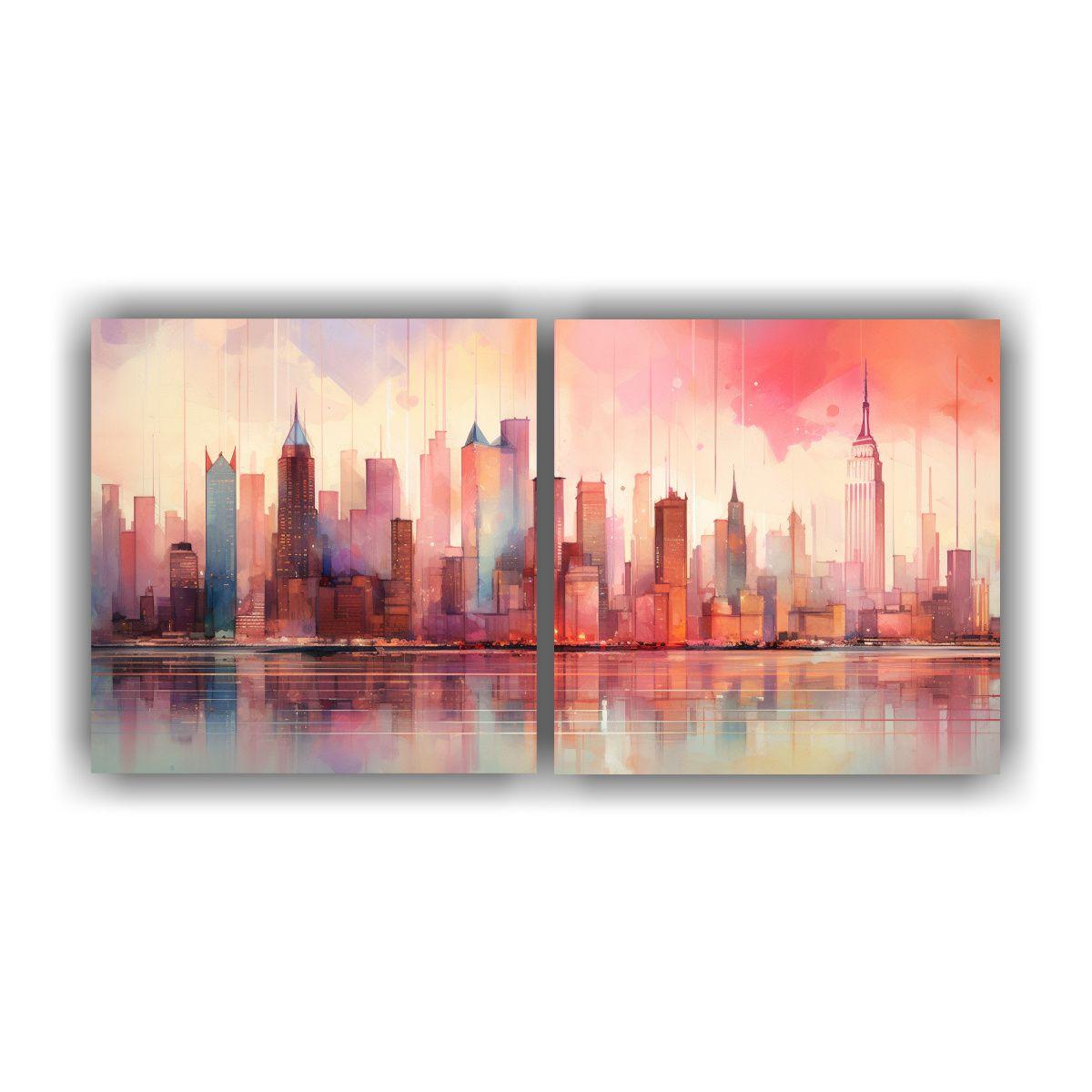 Pintura Mural Manhattan Cityscape Colores 80x40 Cm-0