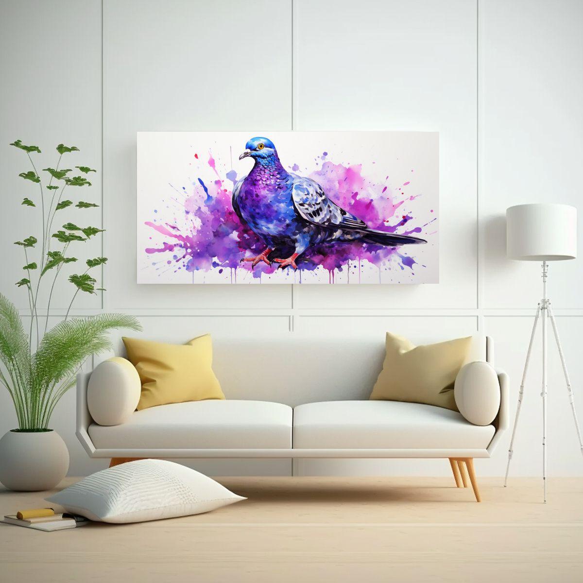 Pintura Decorativa De Arte Ilustrado: Paloma En 60x30cm-2