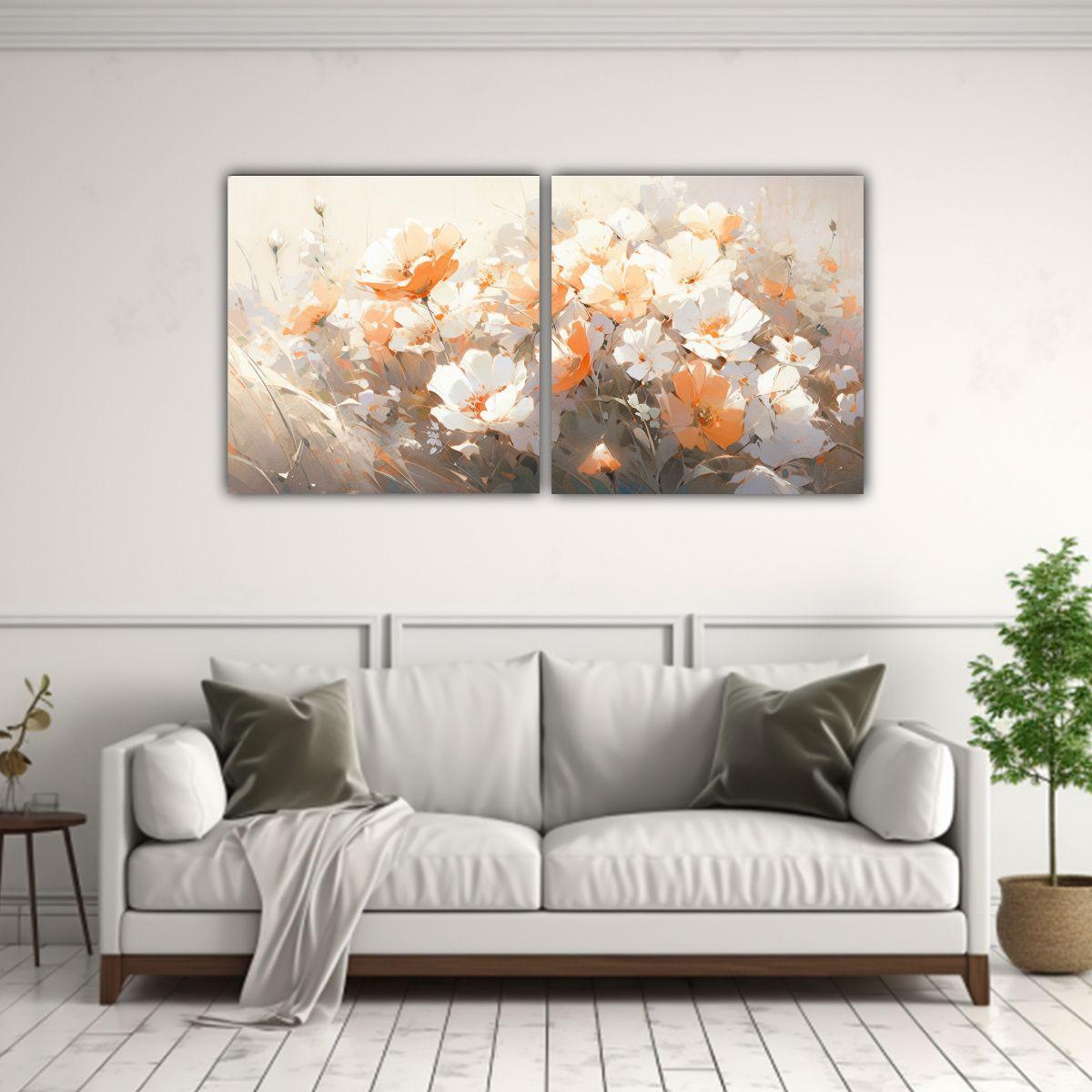 Lienzo Con Detalles Intrincados De Flores Blancas 60x30 Cm-2