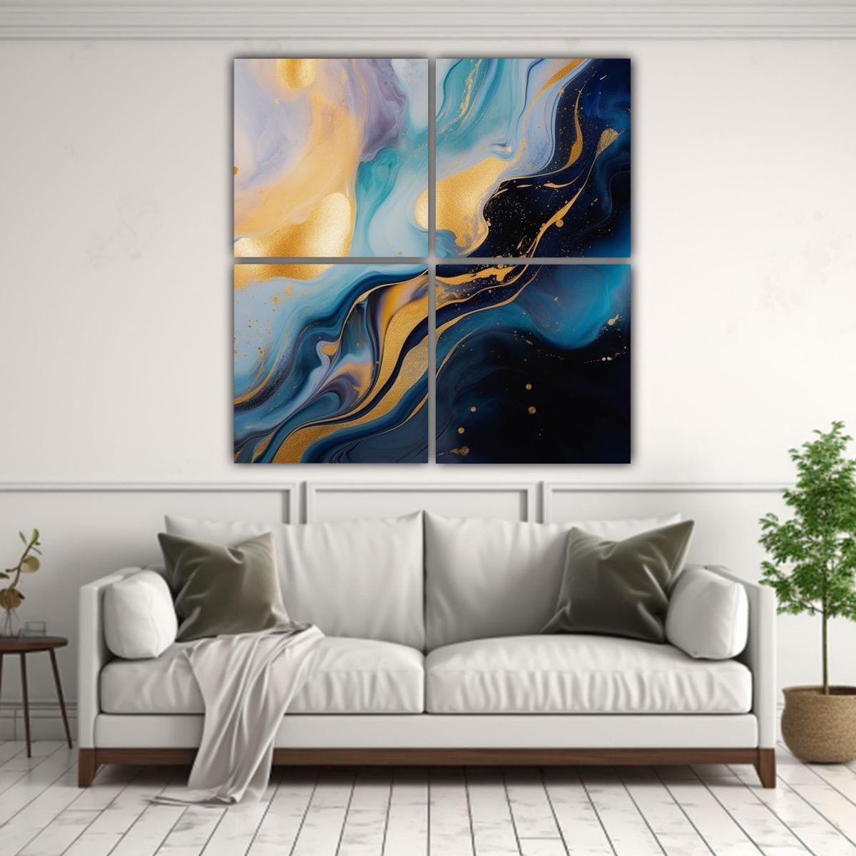 Cuatro Lienzos Expresión: Textura Suave Y Fluida 180x180 Cm-2