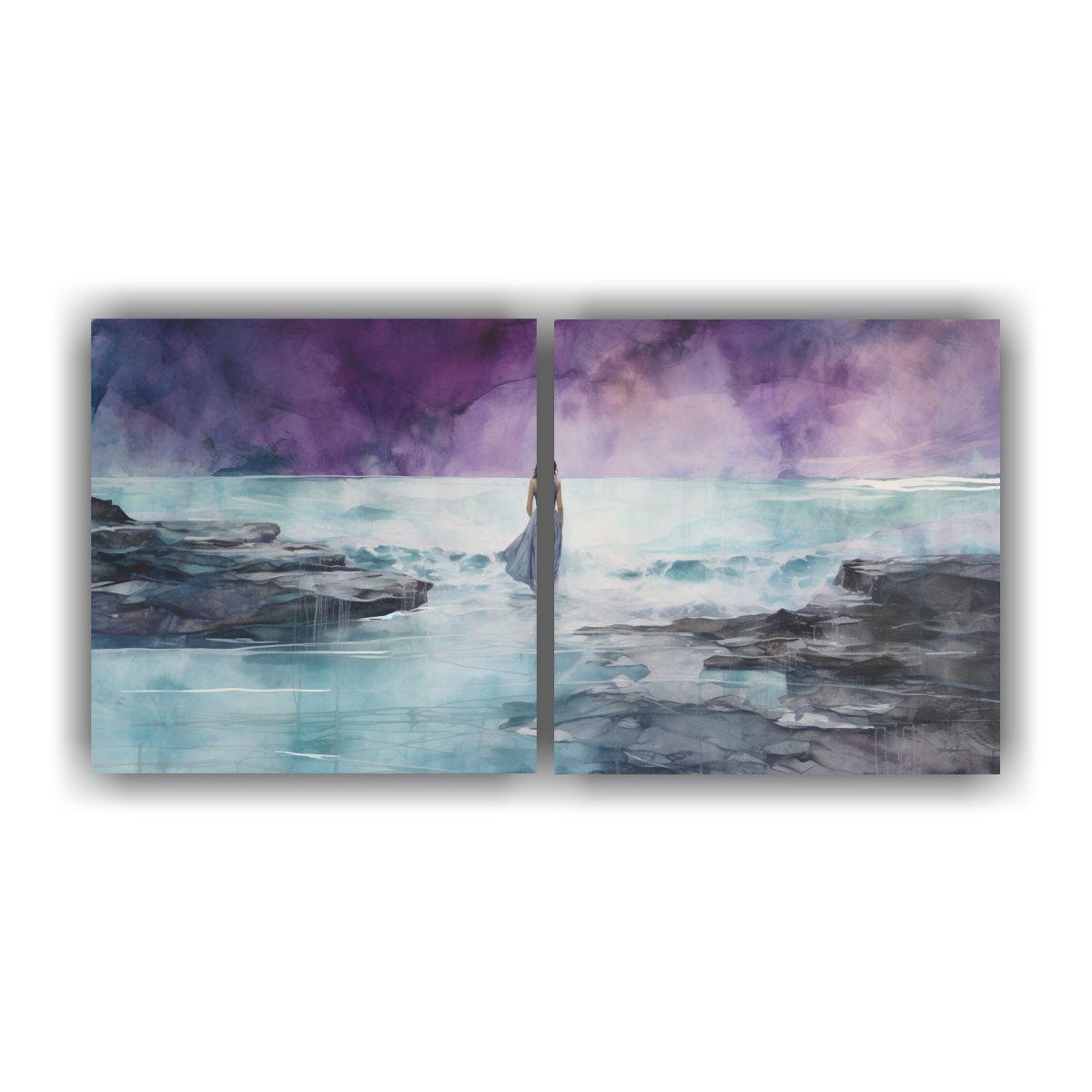 Pintura Dos Cuadros Movimiento Vida Con Acuarela 160x80 Cm-0
