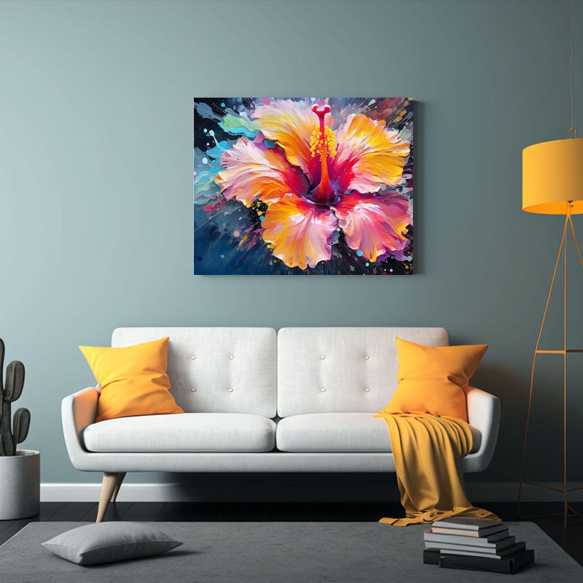 Cuadro Digital Inspiración Regalo Hibiscus Vibrante Con Una 50x40cm-2