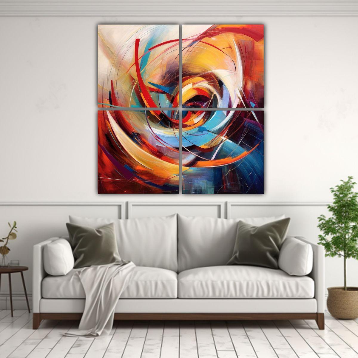 Cuadriptico Arte Abstracto Cuadro Artesanal 120x120 Cm-2
