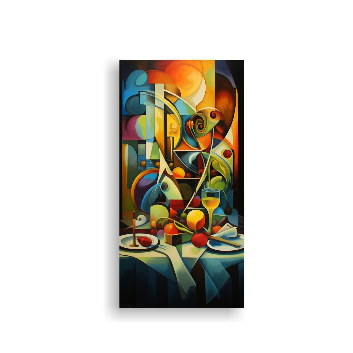 Pintura Abstracta De La última Cena En Diversos 20x40cm-0