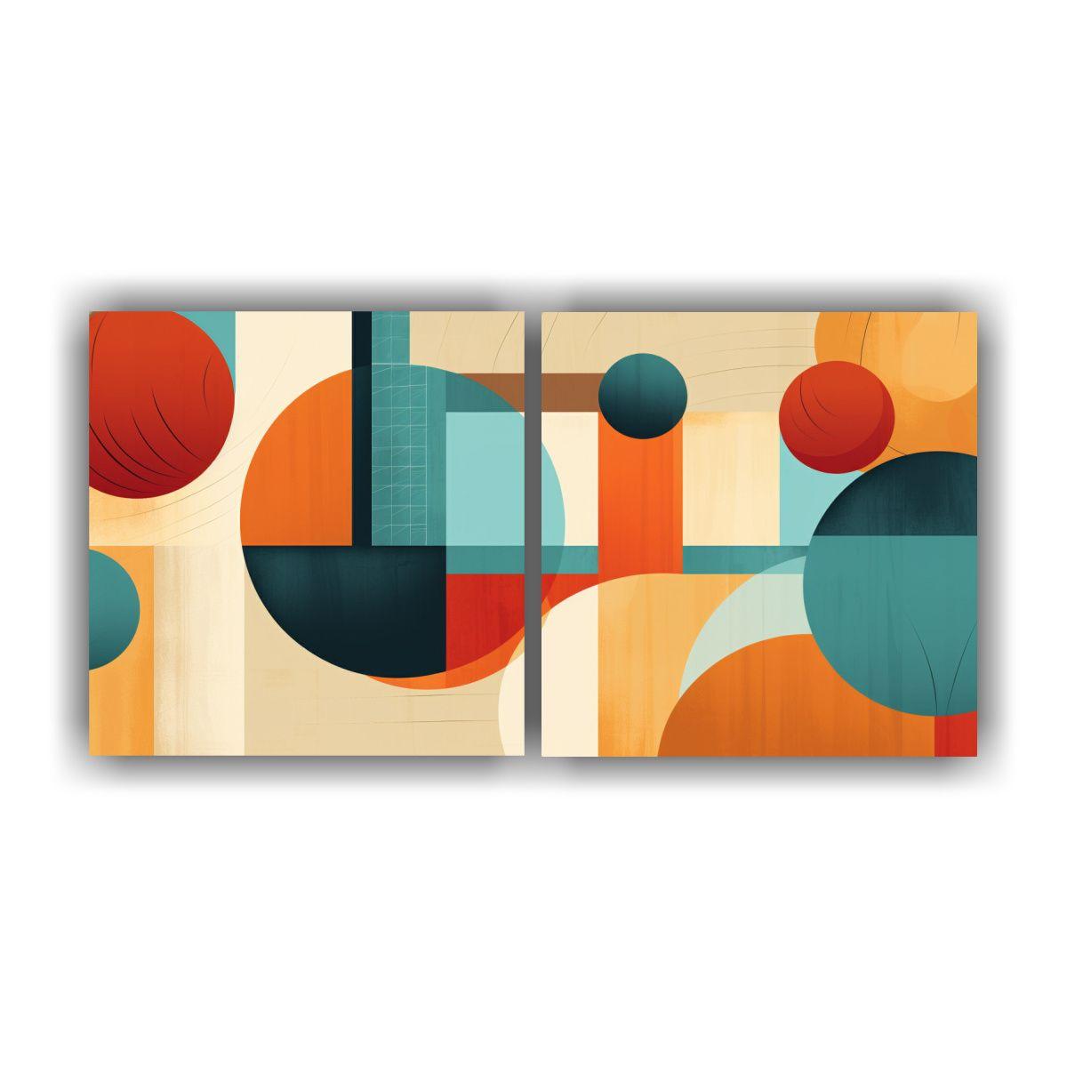 Diptico Decorativo Estilo Geométrico Abstracto 80x40 Cm-0