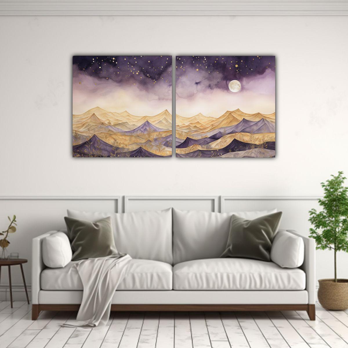 Paisaje De Montaña Con Estilo Elegante, Pinturas 60x30 Cm-2