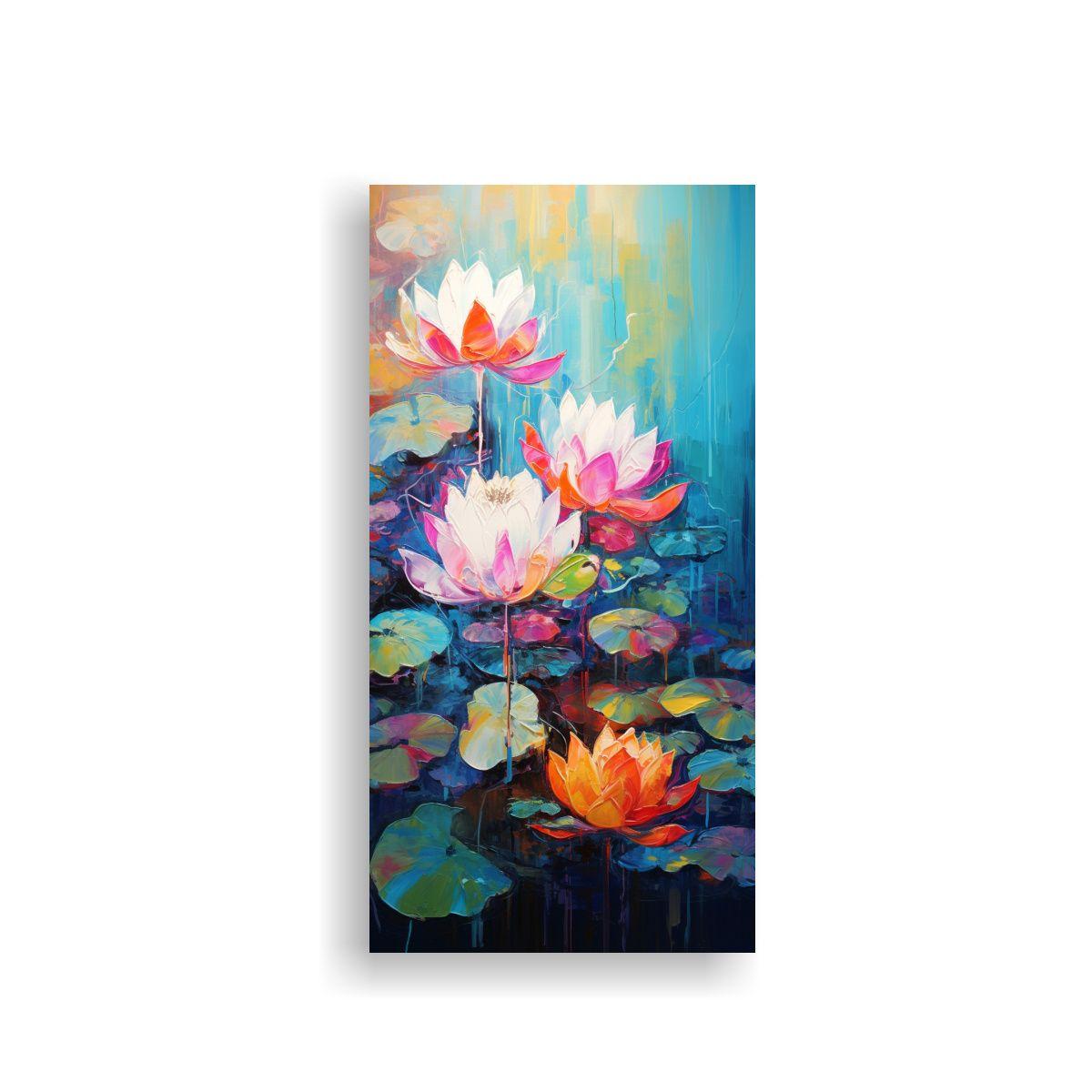 Cuadro Lotus Vibrante En Relieve Sobre Lienzo 50x100cm-0