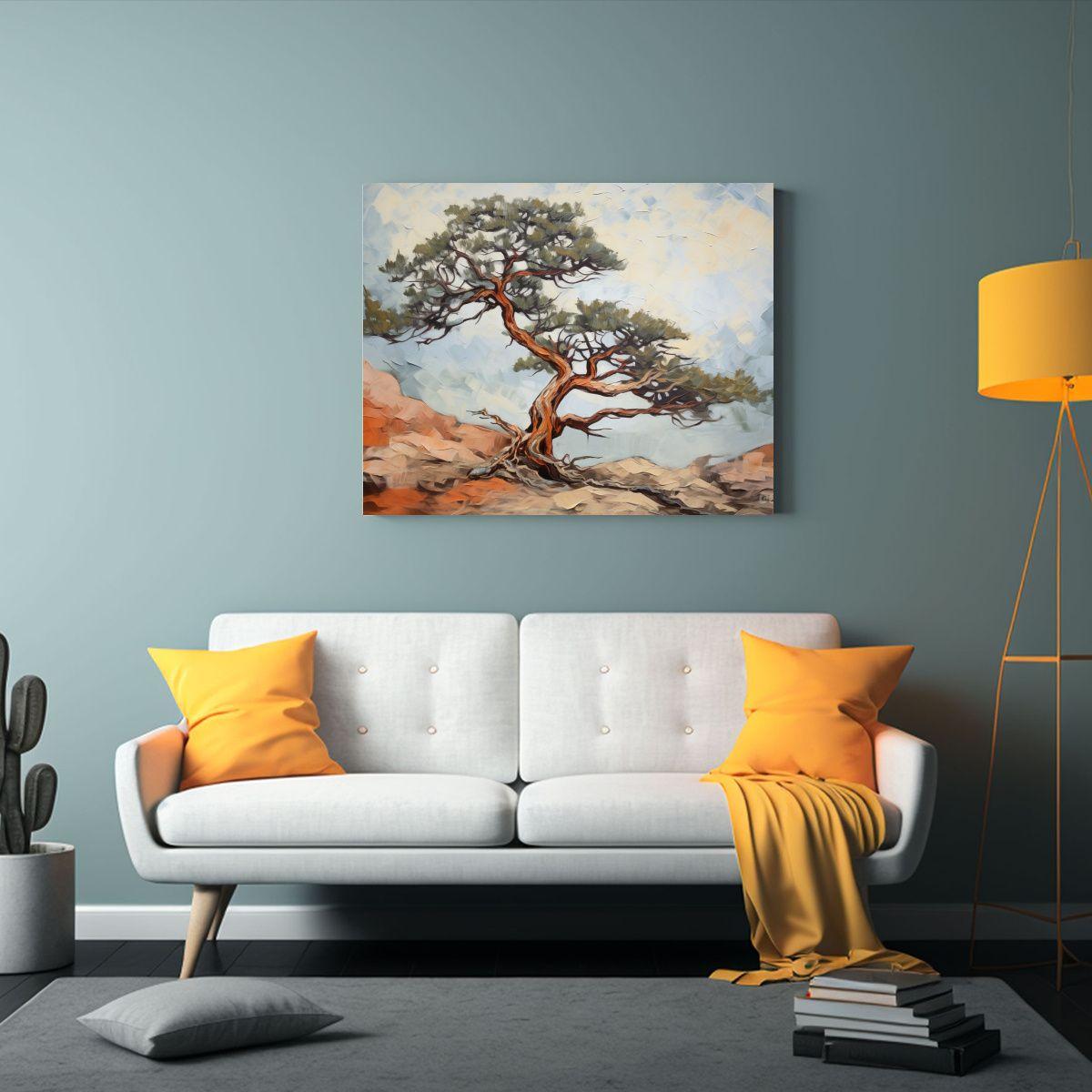 Pintura Abstracta Detallada De Un Pino Escocés En óleo Mod 65x50cm-2