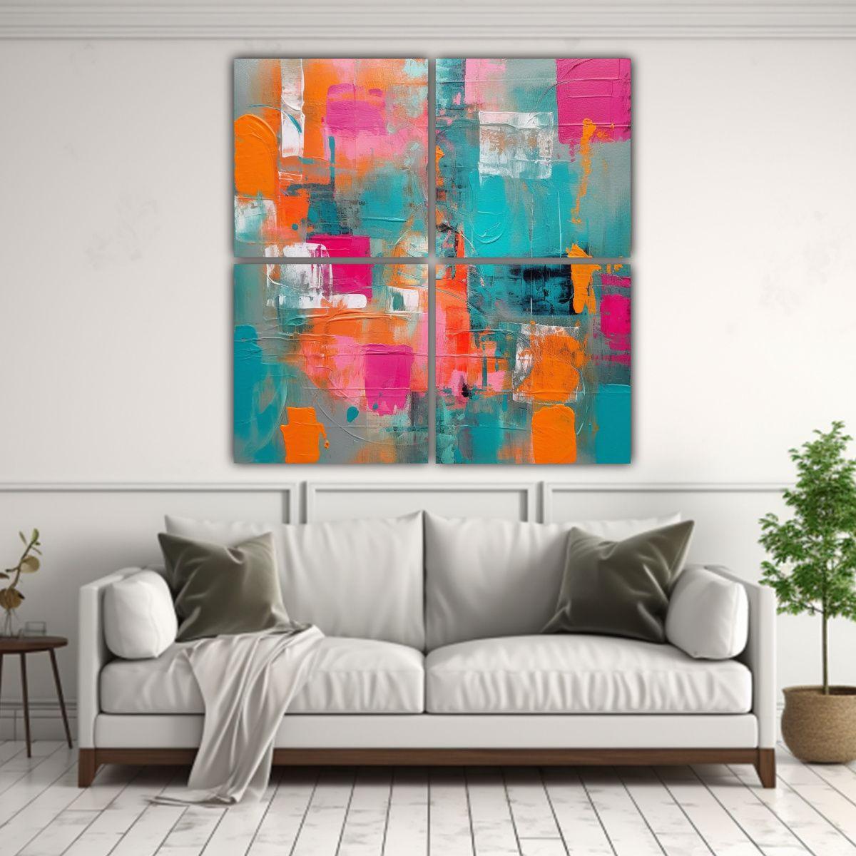 Pinturas De Decoración Moderna De 4 Lienzos 140x140 Cm-2