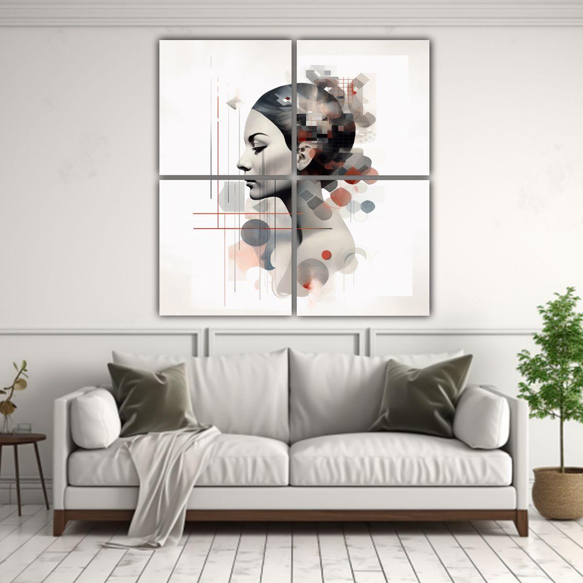 Cuatro Lienzos Imagen Colorido Pintura Decorativa 160x160 Cm-2
