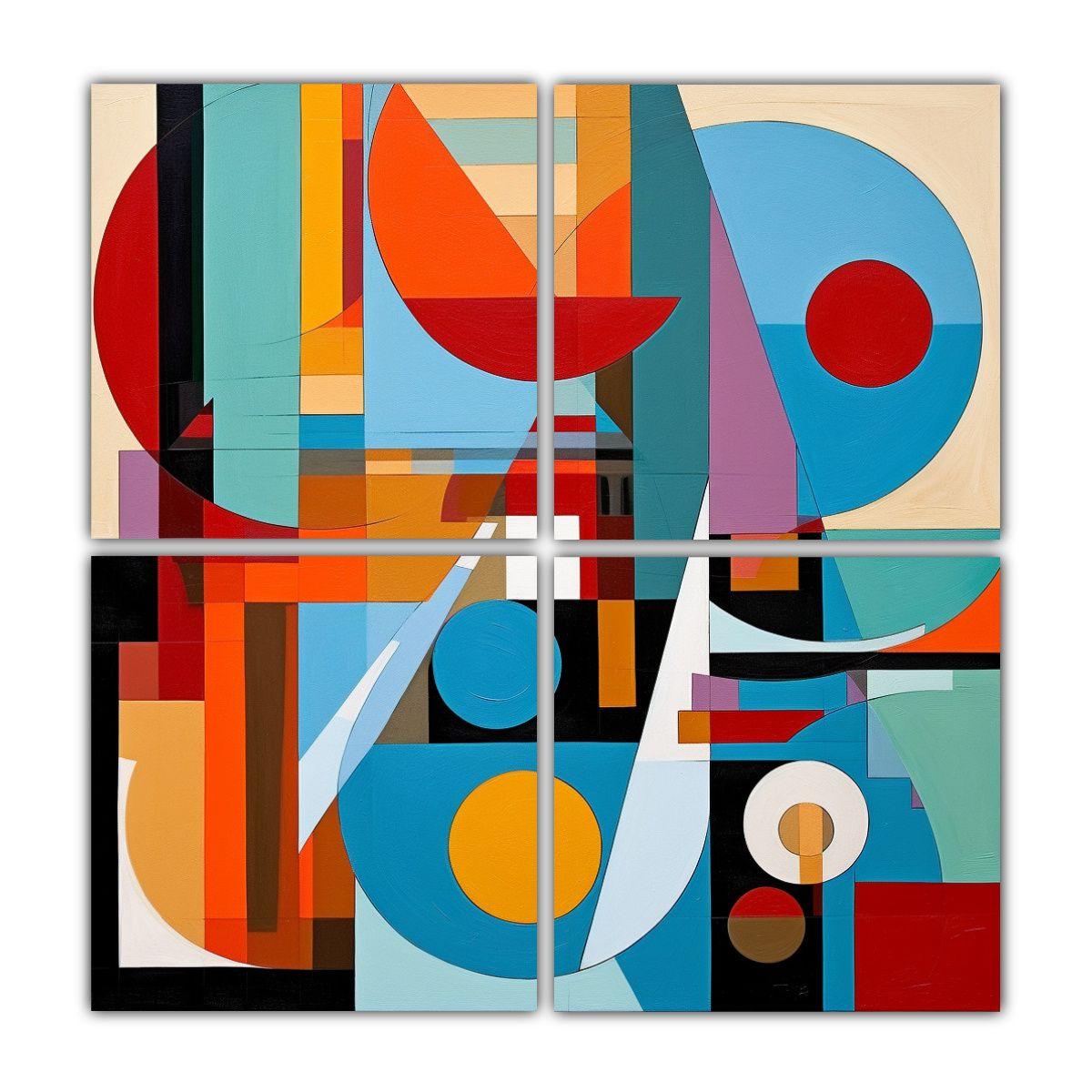 Pintura Abstracta Geométrica Moderna De Colores 180x180 Cm-0