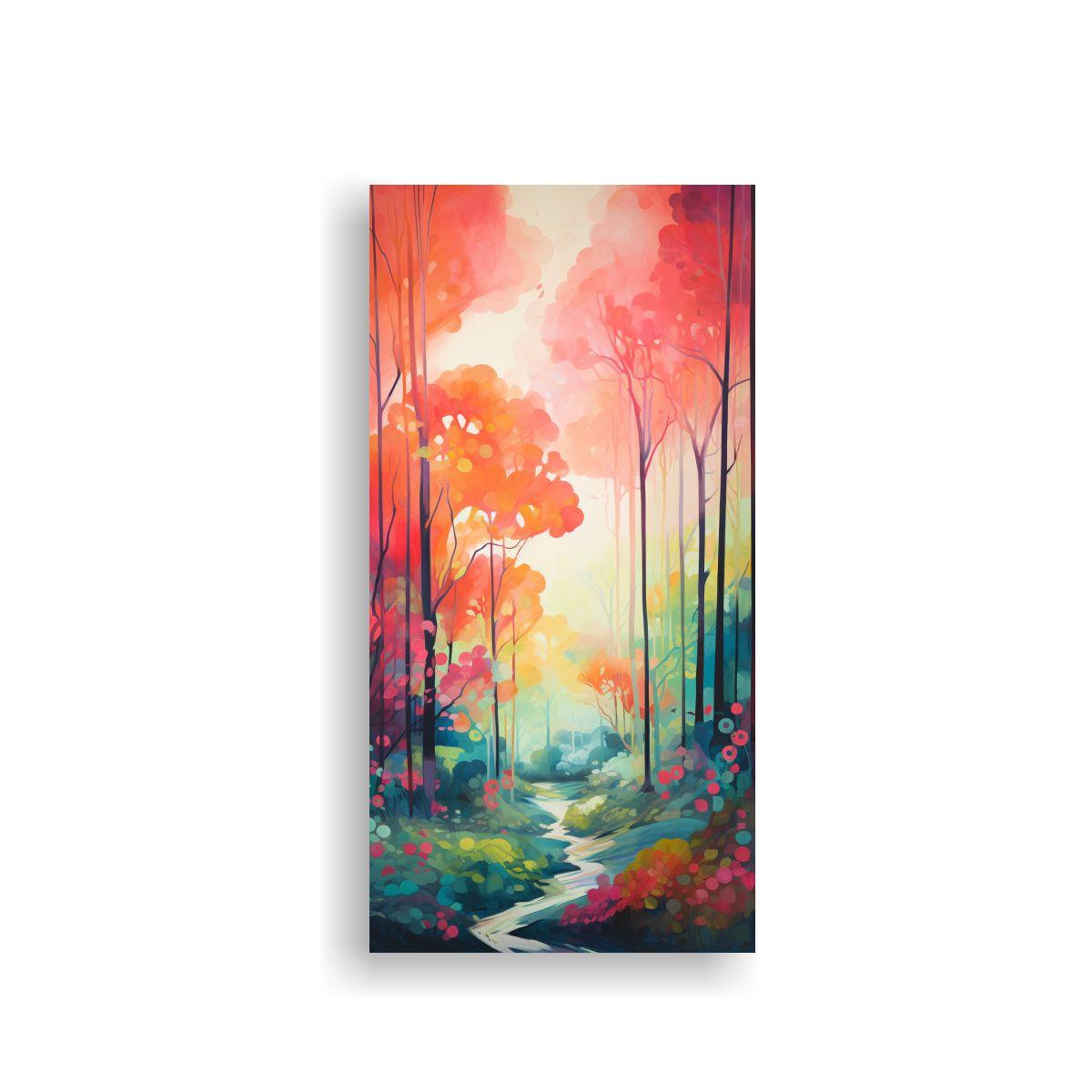 Pintura Decorativa Abstracta De Un Bosque Hermoso 40x80cm-0