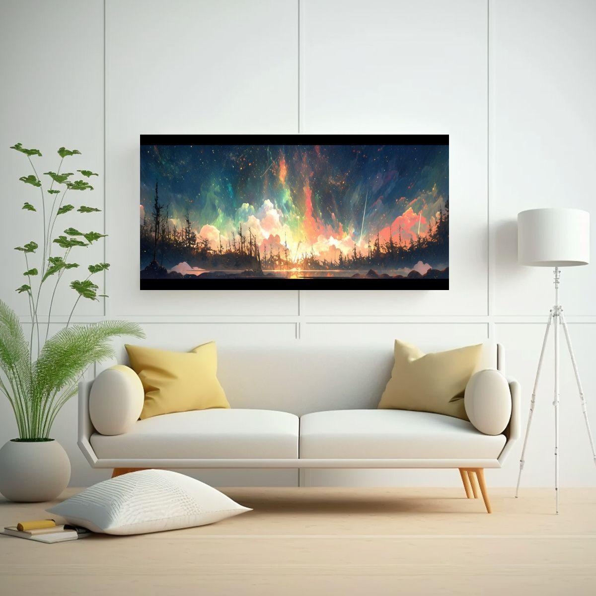 Cuadro Fotografía Fantasía Aurora Boreal Con Arc 40x20cm-2