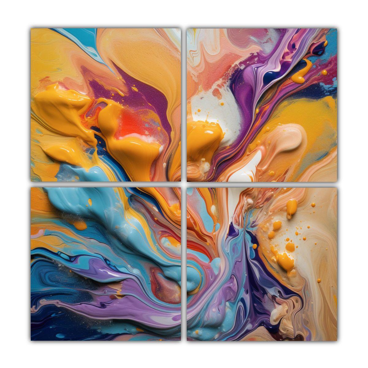 Pintura Abstracta De Arte Fluida Decorativa, 120x120 Cm-0