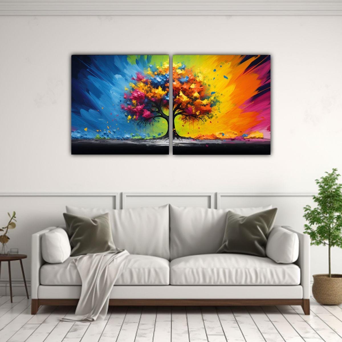 Cuadro Decorativo Un árbol De álamo En Colores 140x70 Cm-2