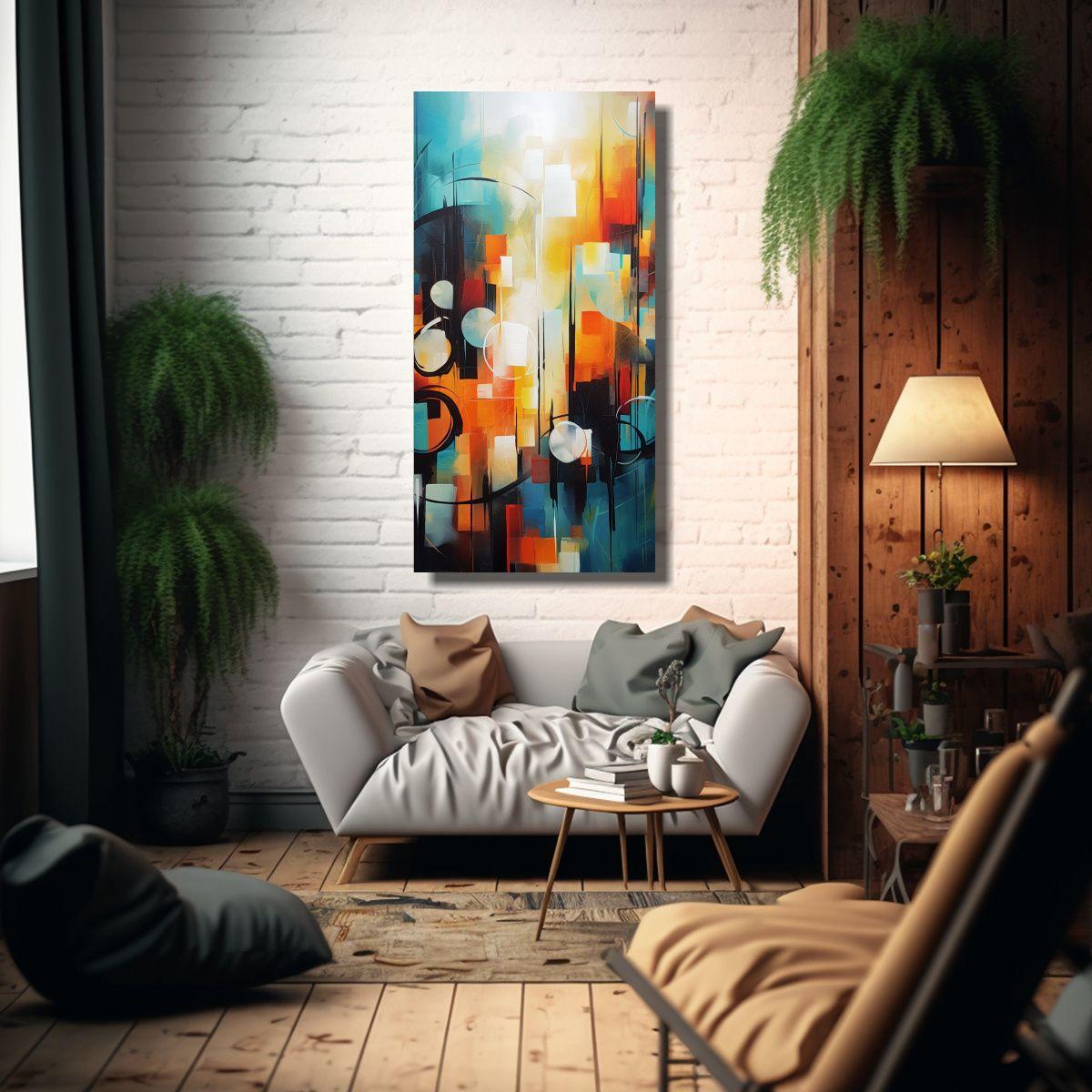 Pintura Abstracta Estilo Composición Calidos 40x80cm-2