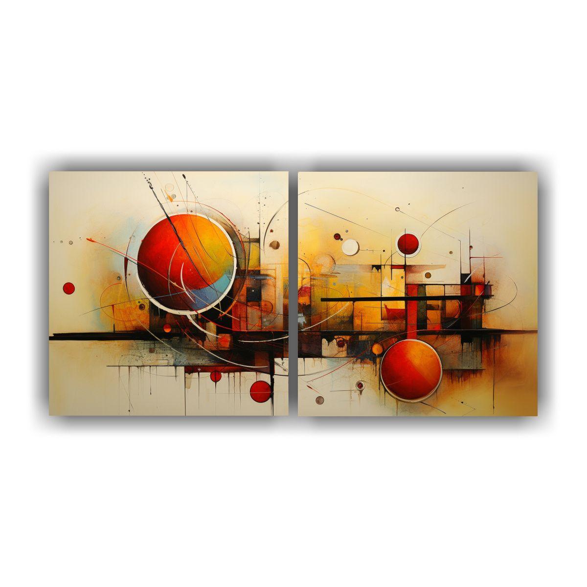 Conjunto 2 Cuadros Pared Patrón Intenso 100x50 Cm-0
