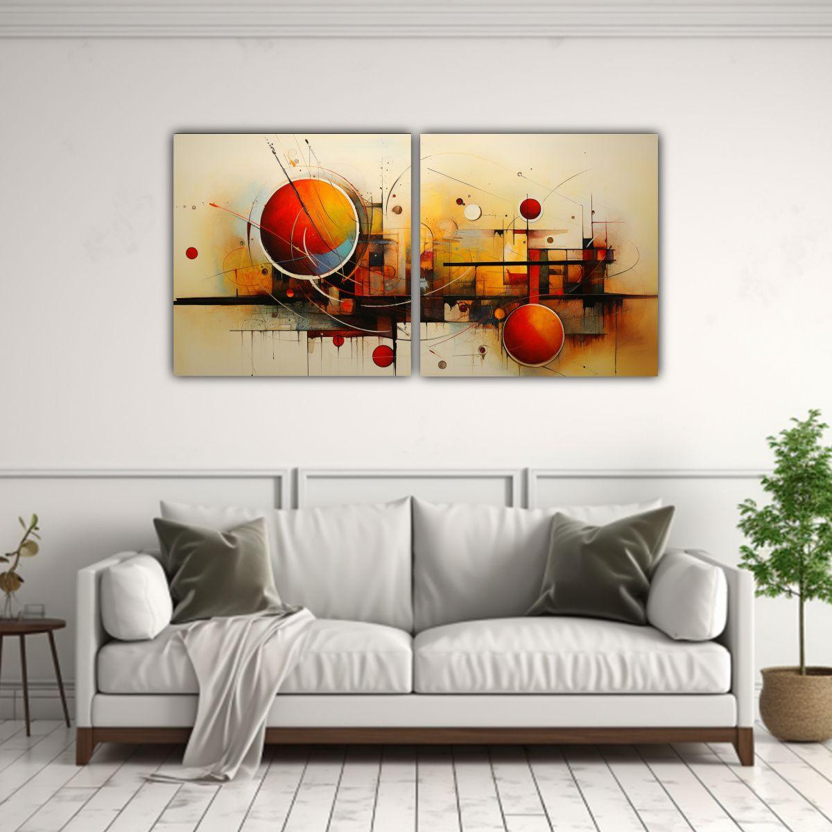 Conjunto 2 Cuadros Pared Patrón Intenso 100x50 Cm-2