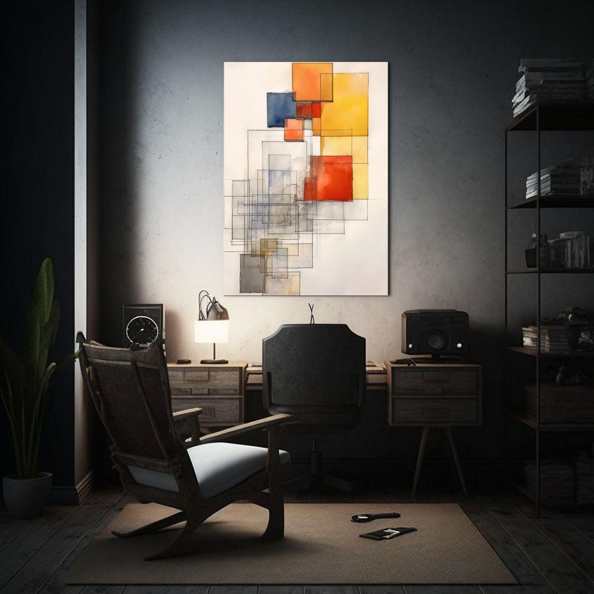 Pintura De Estilo Galería Con Cuadrados 80x120cm-2