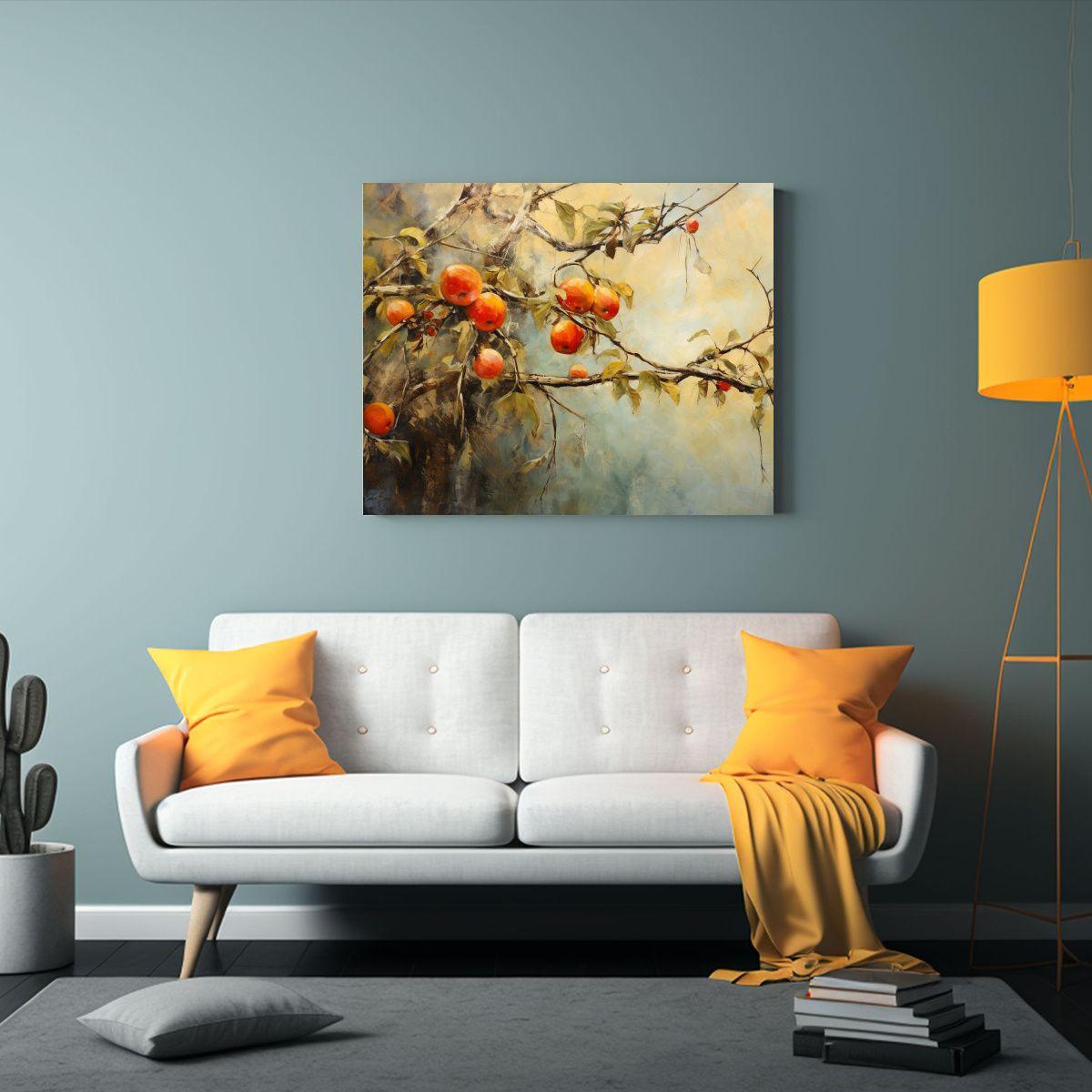 Pintura Abstracta De Árboles Frutales En Estilo Detallado A 90x60cm-2