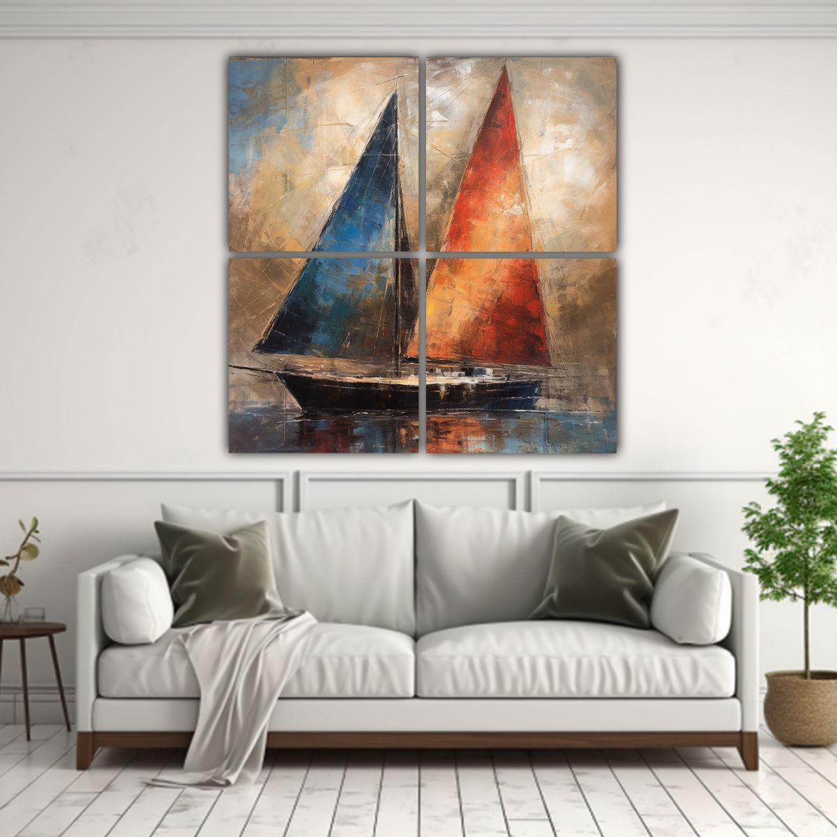 Pintura Abstracta En Lienzo Inspirada En El Barco 140x140 Cm-2