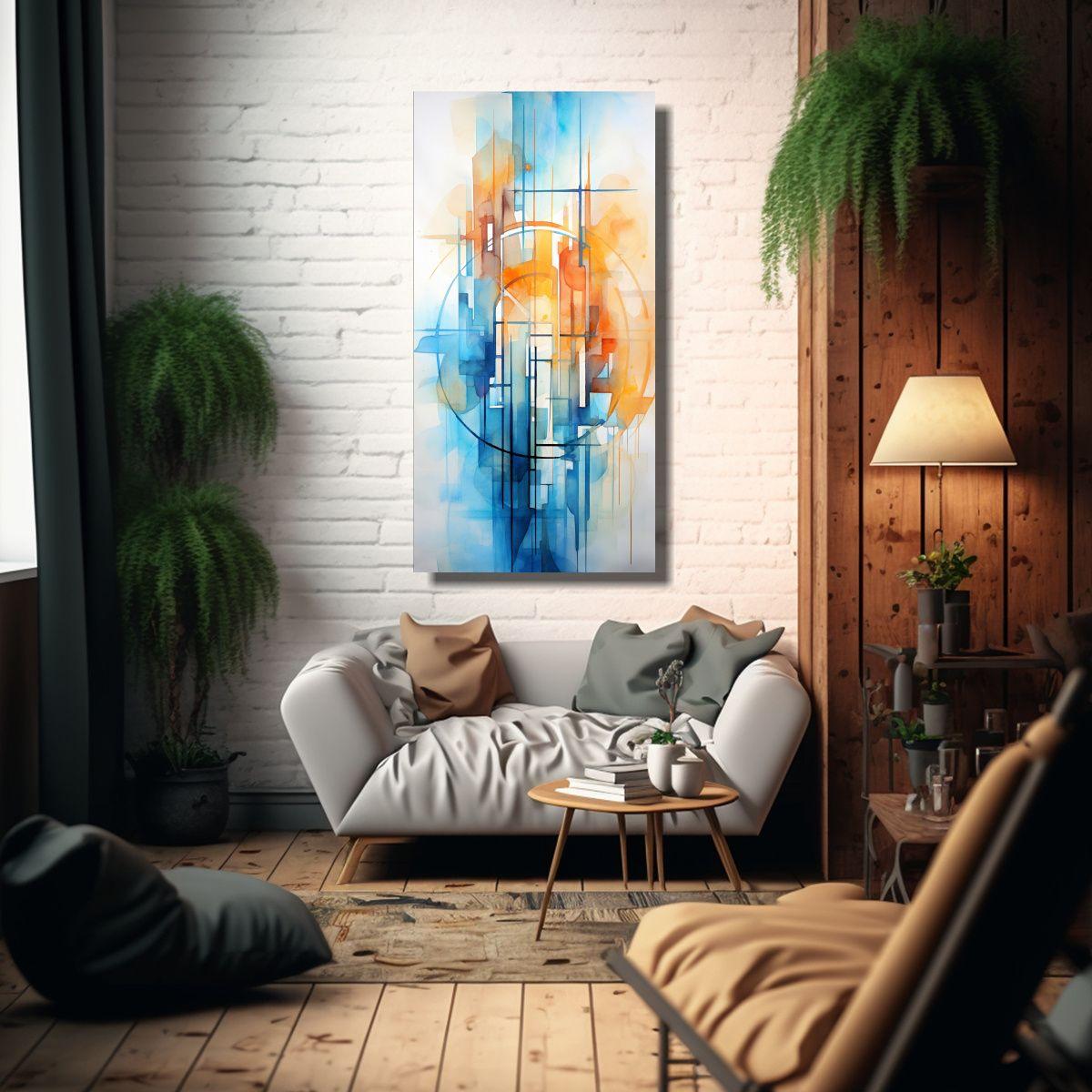 Cuadro Abstracto De Escena Urbana En Lienzo 80x160cm-2