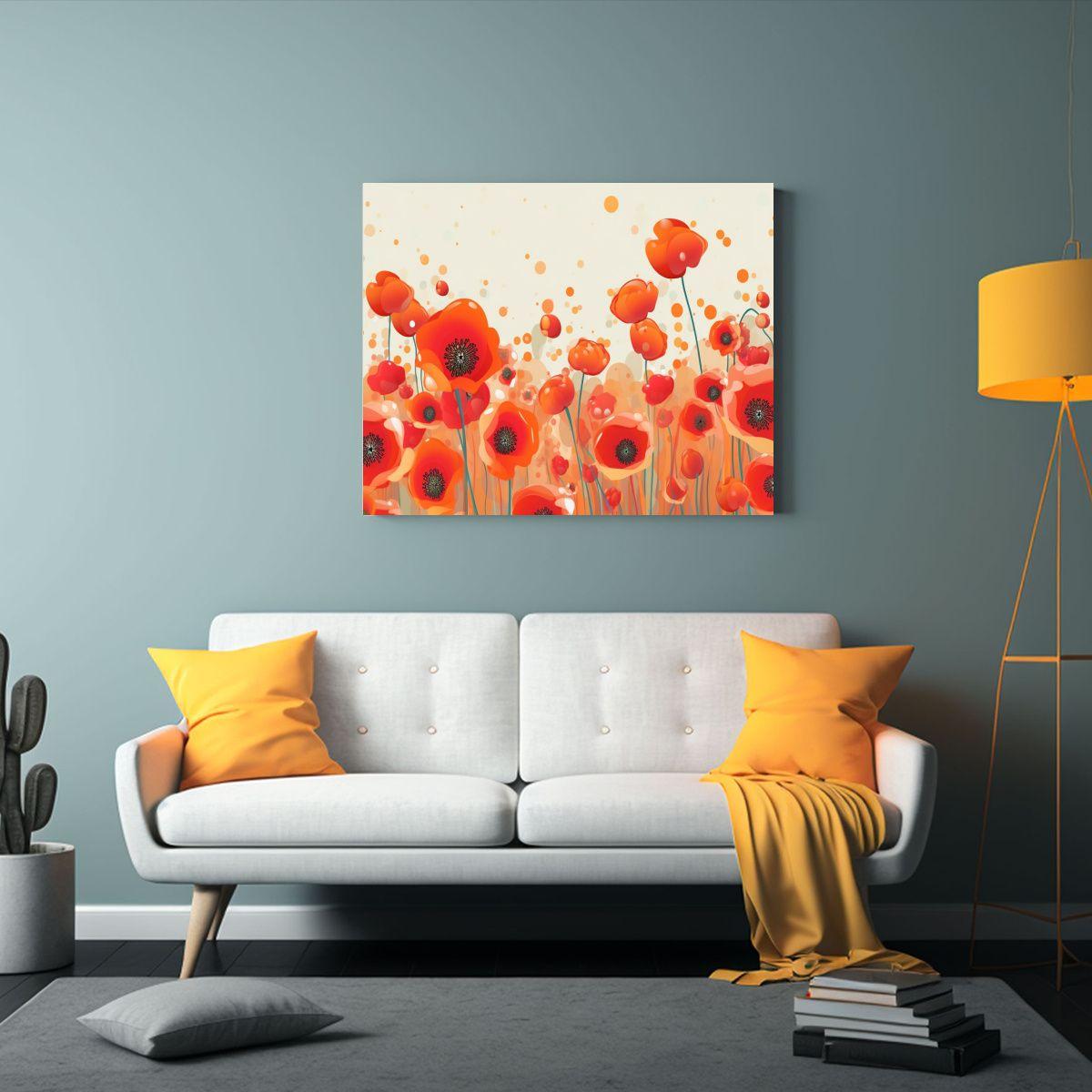Cuadro De Lienzo Con Hermosas Flores De Amapola En Un Estilo 45x30cm-2
