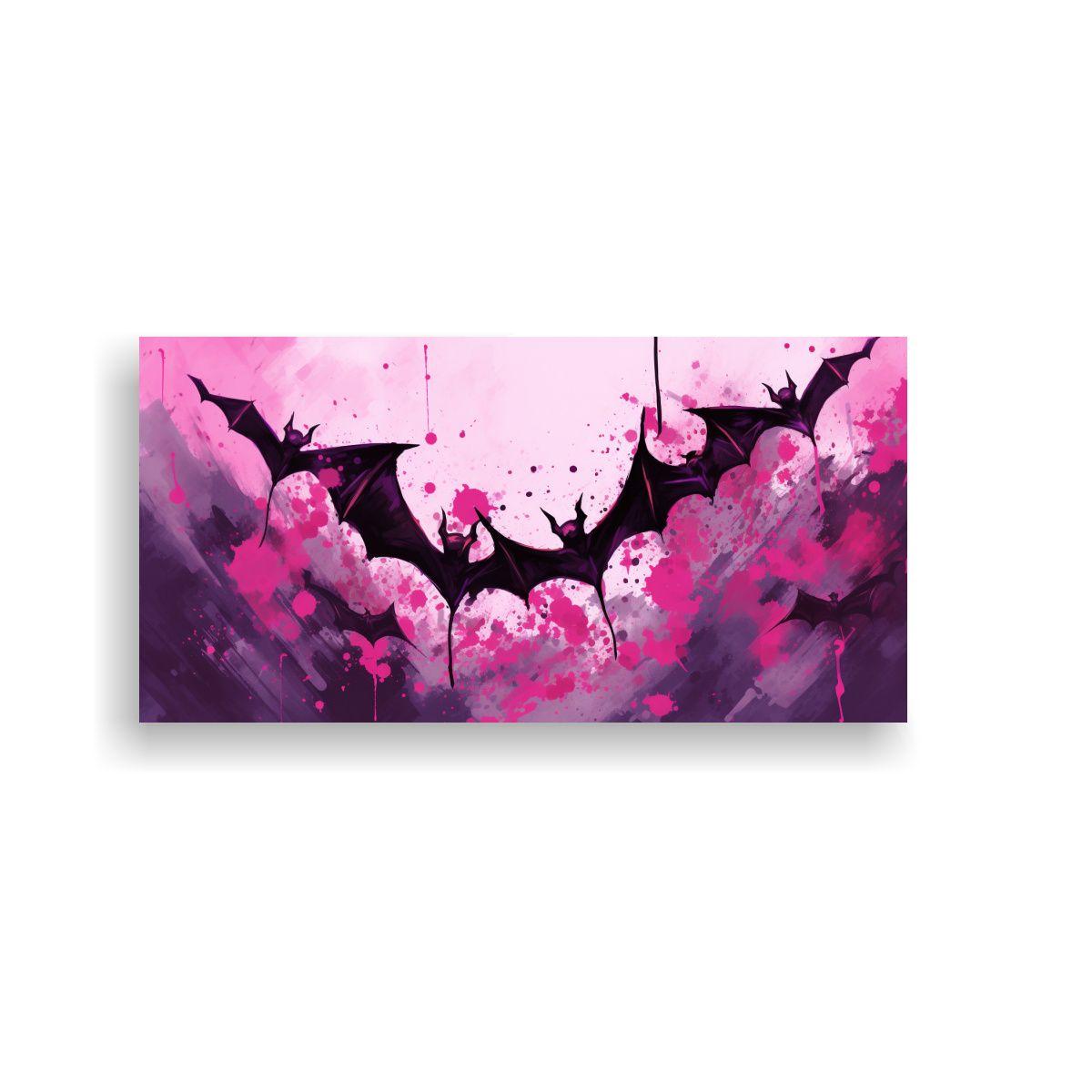 Lienzo Moderno De Poder A Murciélagos En Colores  100x50cm-0