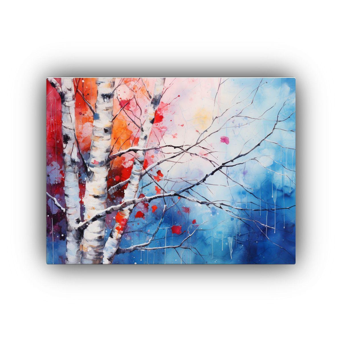 Cuadro Abstracto Estilo Galería: Árbol De Abedul En Colore 75x50cm-0