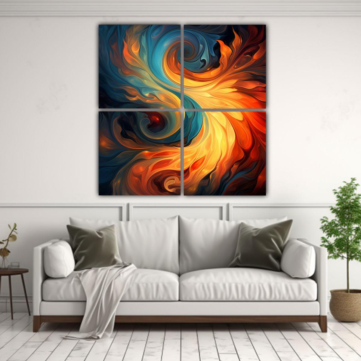 4 Cuadro Estilo Galería Surrealista Con Patrones 180x180 Cm-2