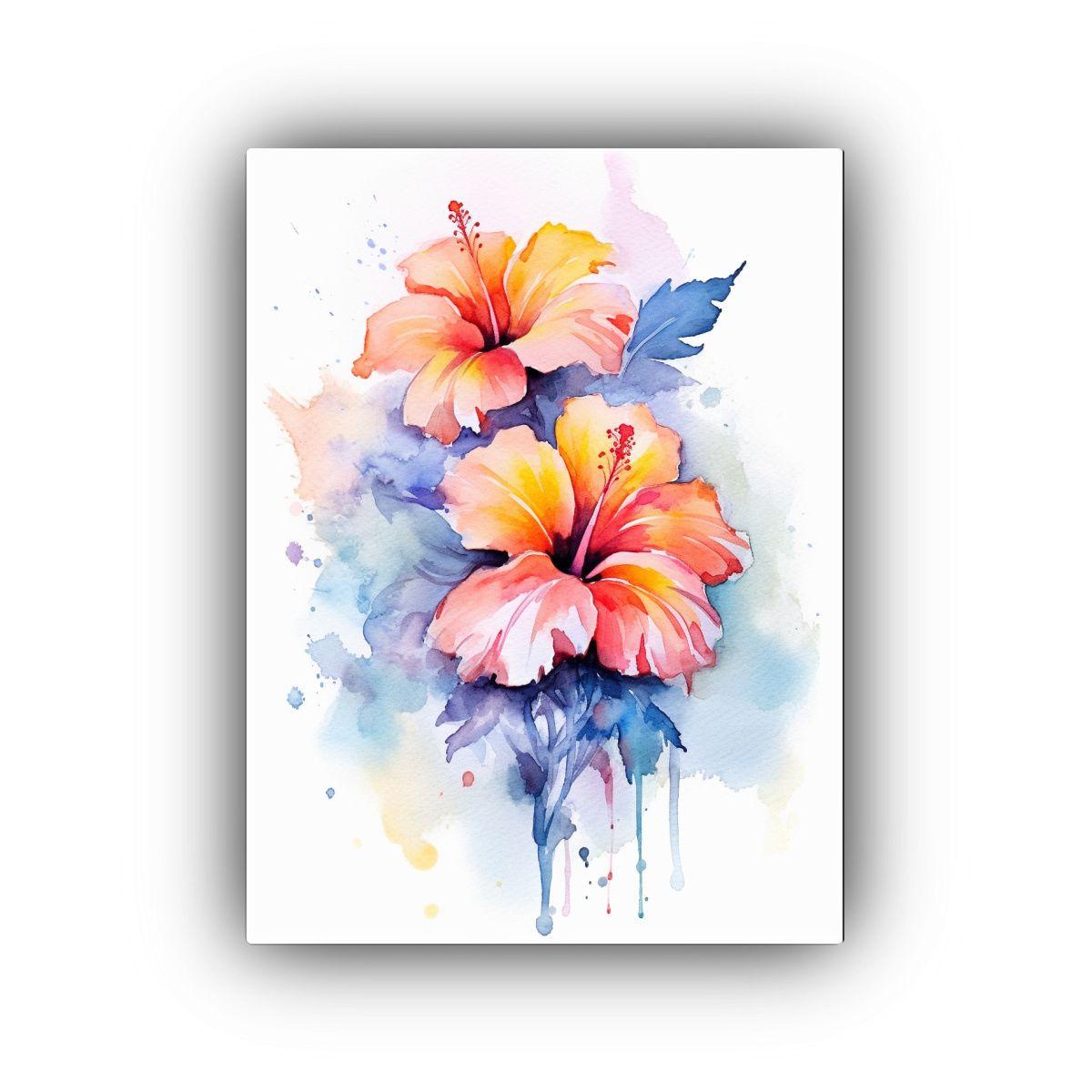 Mural Abstracto Acuarela Floral, Arte Conceptual 60x90cm-0