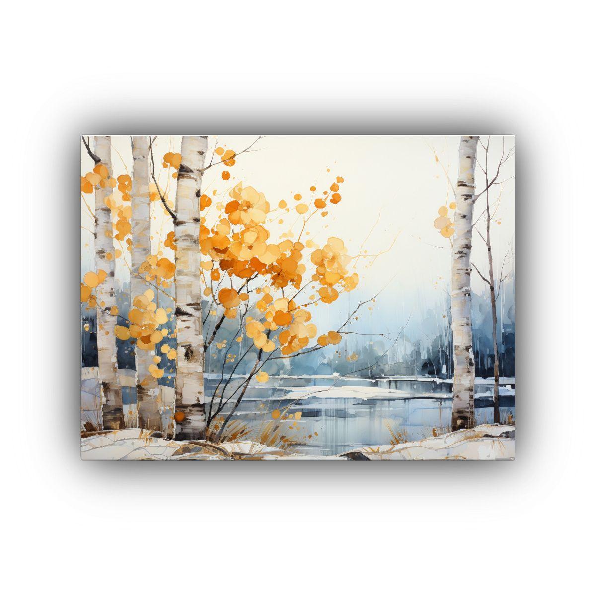 Pintura Abstracta Combinación De árbol Aspen En Blanco Y D 60x40cm-0